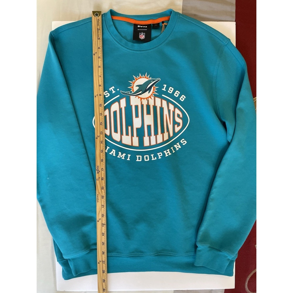 NEW Hugo Boss Miami Dolphins Sweatshirt Mens Large NFL Football Crewneck Blue - Picture 10 of 10